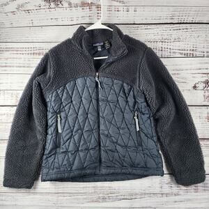Patagonia Jacket Womens S Full Zip Quilted Fleece Grey Sherpa USA VTG